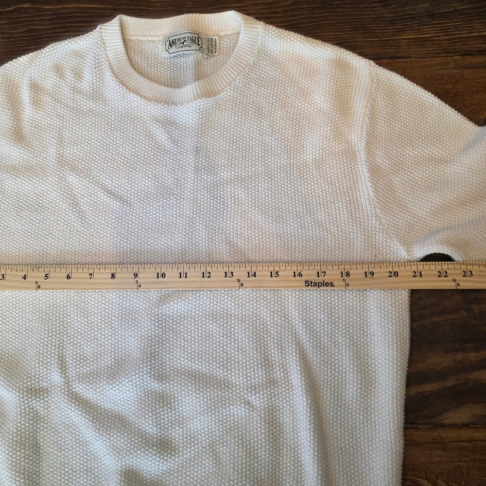 American Eagle Outfitters Mens Crew Neck Sweater White Cotton Size L - Picture 5 of 9
